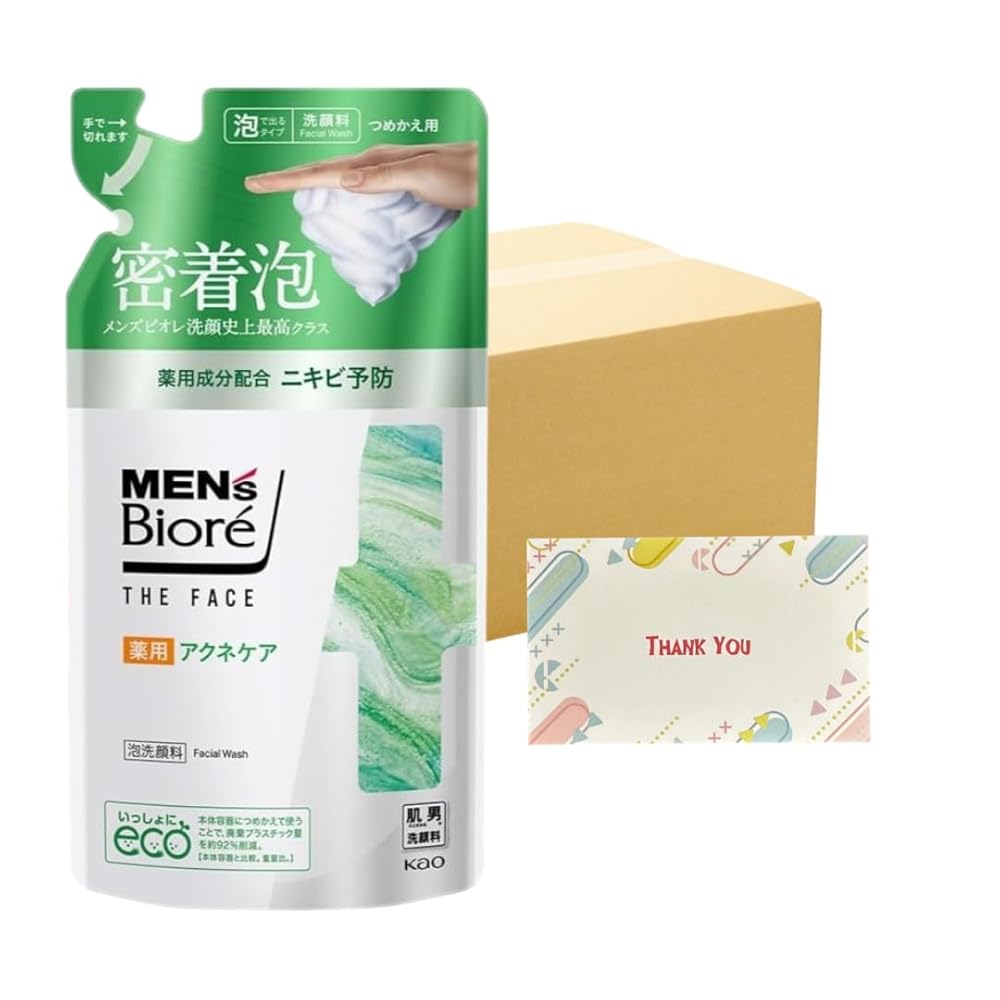 花王 メンズビオレ ザフェイス 薬用アクネケア つめかえ用 170ml 24個セット 洗顔 +Kunutonnオリジナルロゴ入りeおまけ付