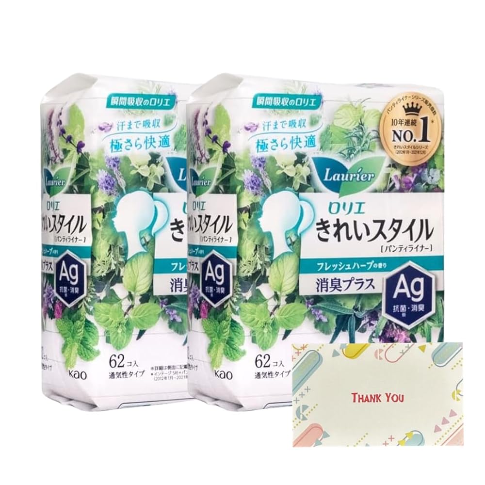 花王 ロリエ きれいスタイル 消臭プラス フレッシュハーブ 62個入 パンティライナー +Kunutonnオリジナ..