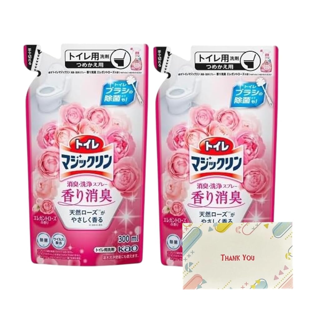 花王 トイレマジックリン 消臭・洗浄スプレー 香り消臭 エレガントローズの香り つめかえ用 300ml トイレ洗剤 +Kunutonnオリジナルロゴ入りeおまけ付