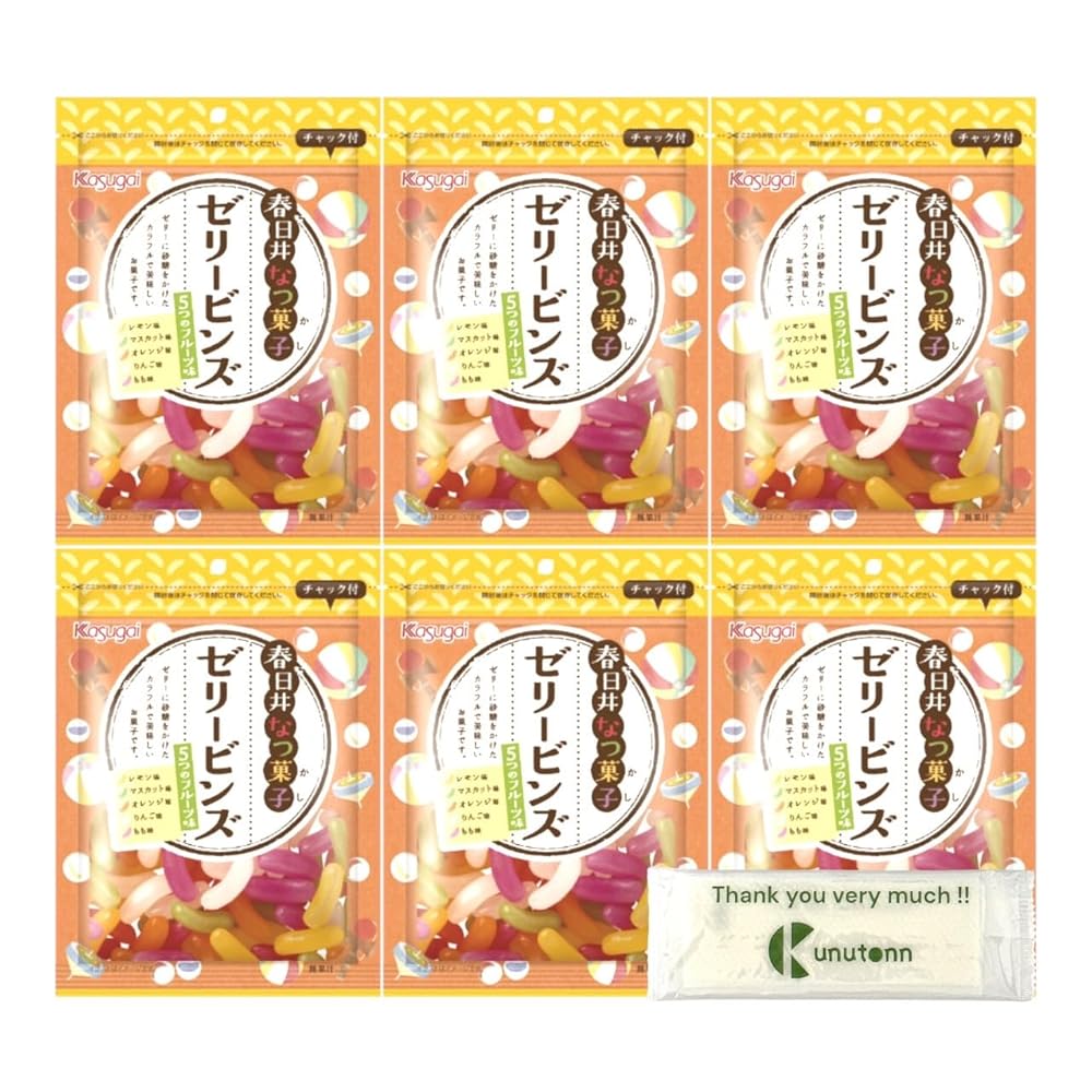 春日井製菓 ゼリービンズ 101g + Kunutonnオリジナルロゴ入りeおまけ付 6袋セット