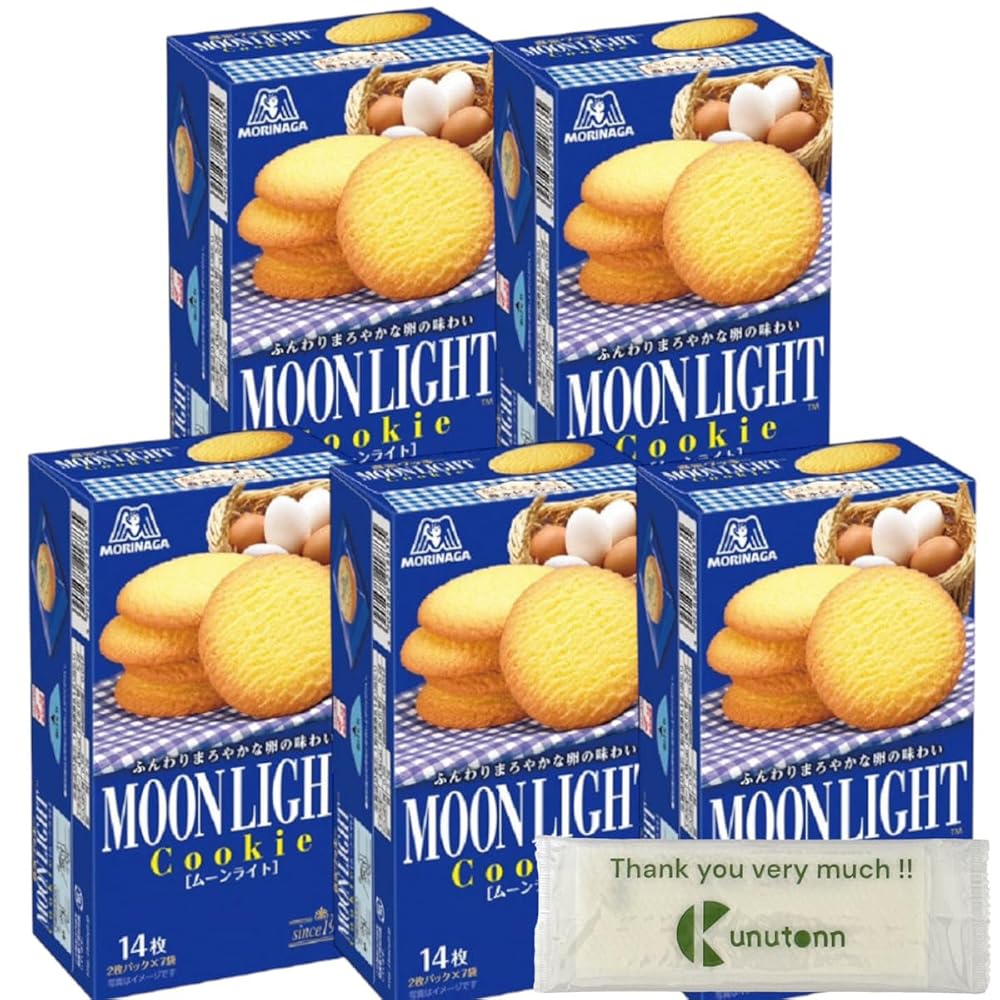 【まとめ買い 5個セット】森永製菓 森永ビスケット ムーンライト 14枚 + Kunutonnオリジナルロゴ入りeおまけ付