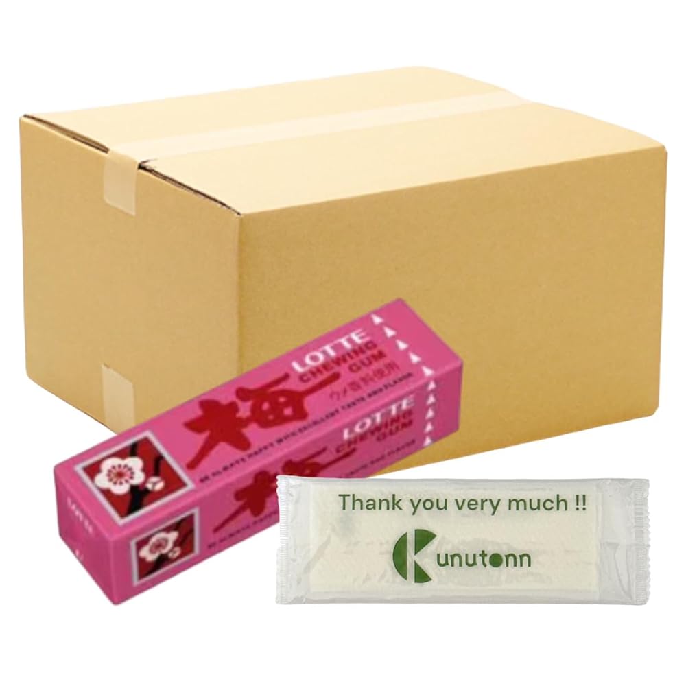 【まとめ買い 45個セット】ロッテ 歯につきにくい 梅ガム 9枚 + Kunutonnオリジナルロゴ入りeおまけ付