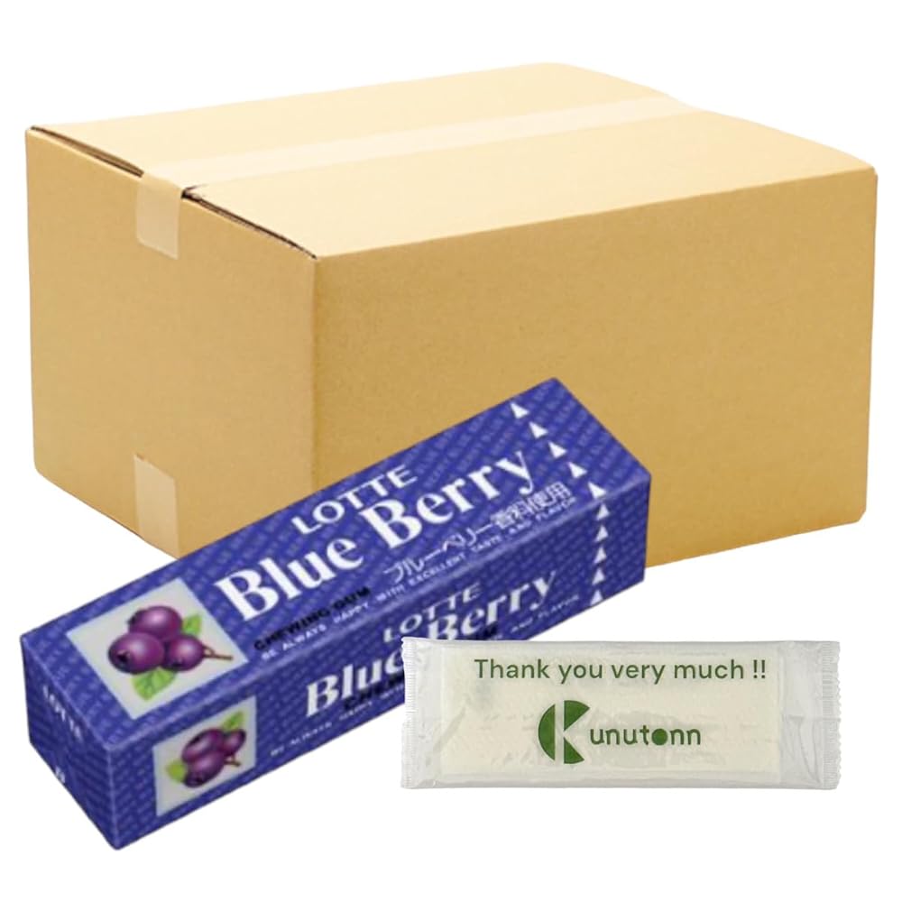 【まとめ買い 45個セット】ロッテ 歯につきにくい ブルーベリーガム 9枚 + Kunutonnオリジナルロゴ入りeおまけ付