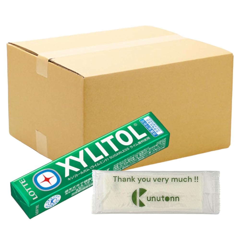 【まとめ買い 40個セット】ロッテ キシリトール キシリトールガム 粒 ライムミント 14粒 + Kunutonnオリジナルロゴ入りeおまけ付
