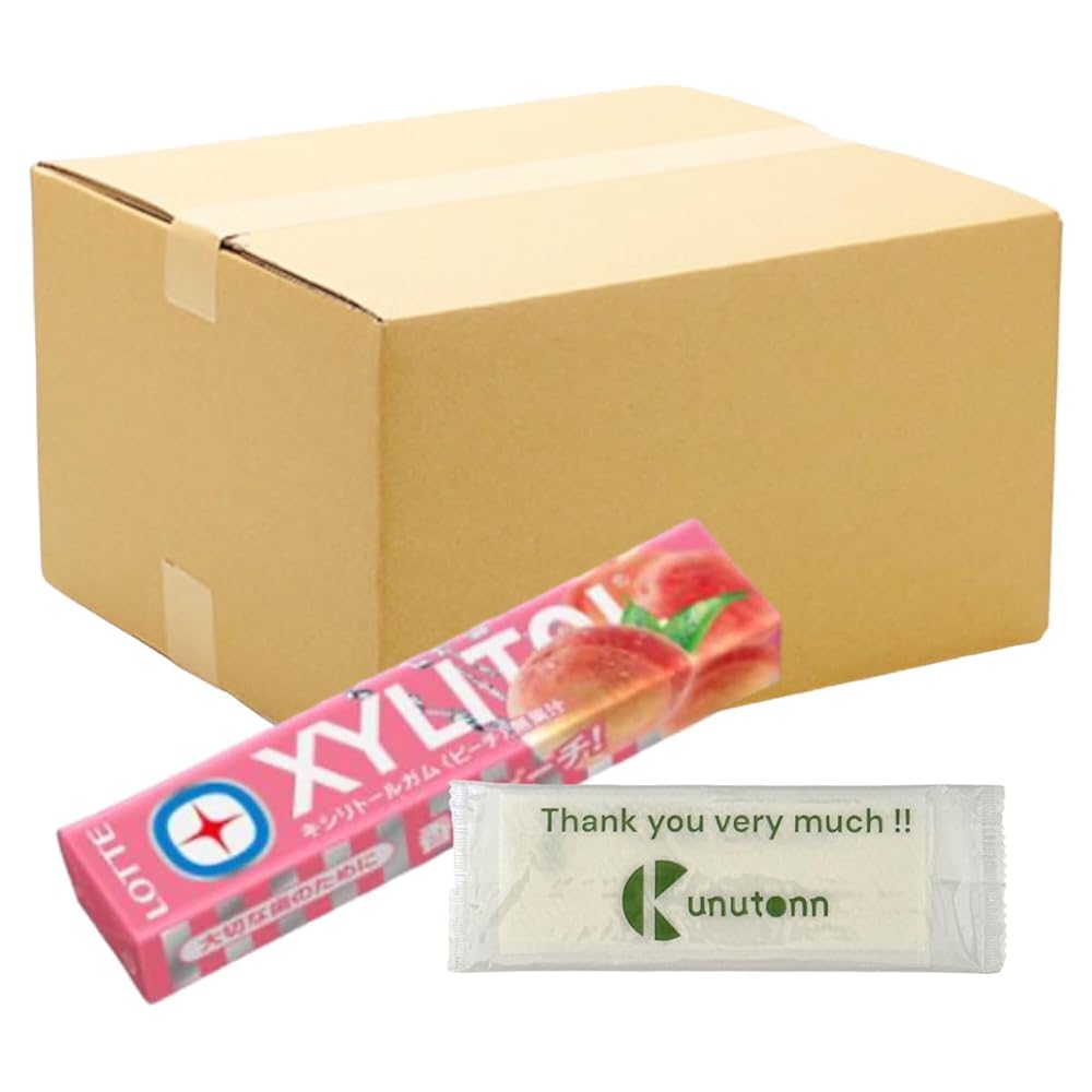 【まとめ買い 20個セット】ロッテ キシリトール キシリトールガム ピーチ 14粒 + Kunutonnオリジナルロゴ入りeおまけ付