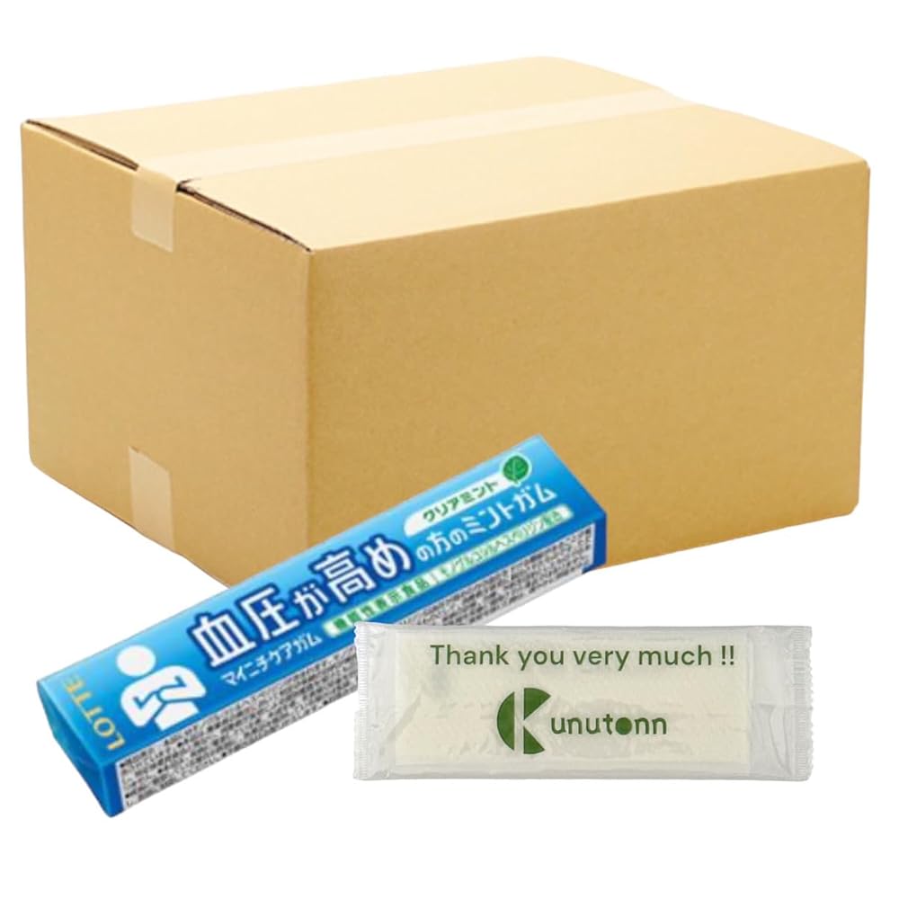 【まとめ買い 60個セット】ロッテ マイニチケアガム 血圧が高めの方のミントガム 14粒 + Kunutonnオリジナルロゴ入りeおまけ付