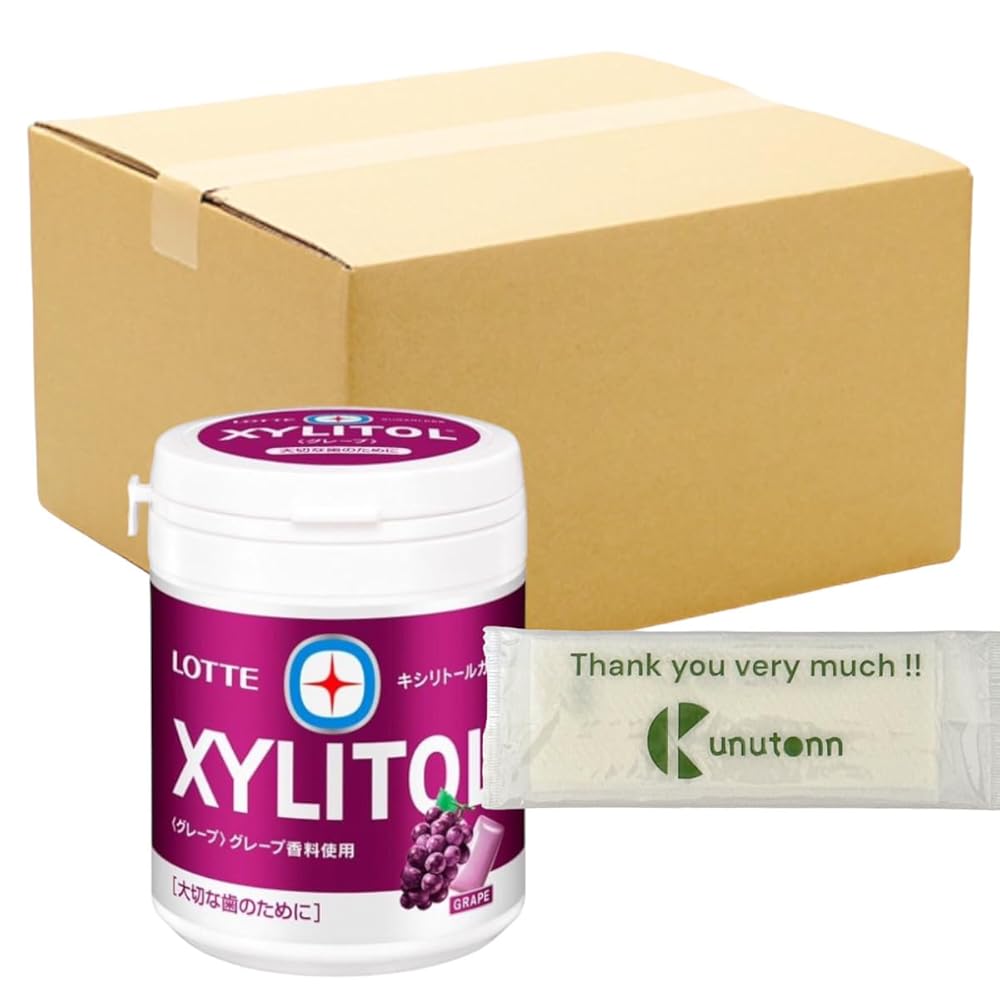 【まとめ買い 18個セット】ロッテ キシリトール キシリトールガム グレープ ファミリーボトル + Kunutonnオリジナルロゴ入りeおまけ付