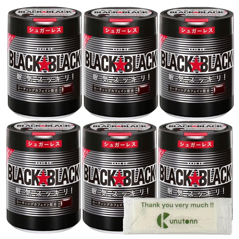 【まとめ買い 6個セット】ロッテ ブラックブラックガム 粒 ワンプッシュボトル + Kunutonnオリジナルロゴ入りeおまけ付