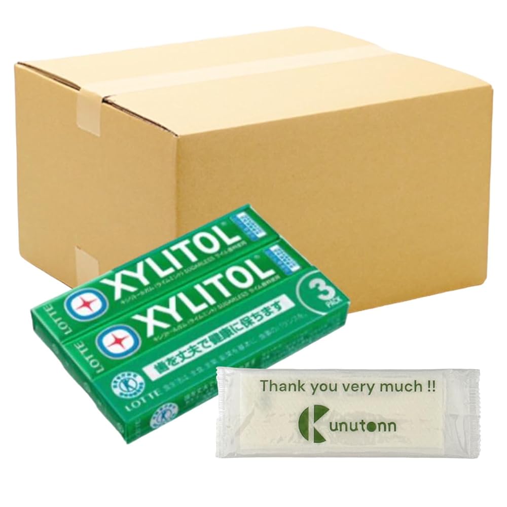 【まとめ買い 10個セット】ロッテ キシリトール キシリトールガム ライムミント 14粒×3パック + Kunutonnオリジナルロゴ入りeおまけ付
