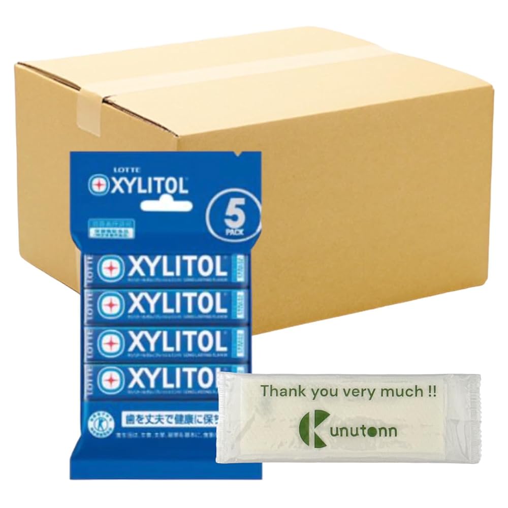 【まとめ買い 30個セット】ロッテ キシリトール キシリトールガム フレッシュミント 14粒×5パック + Kunutonnオリジナルロゴ入りeおまけ付