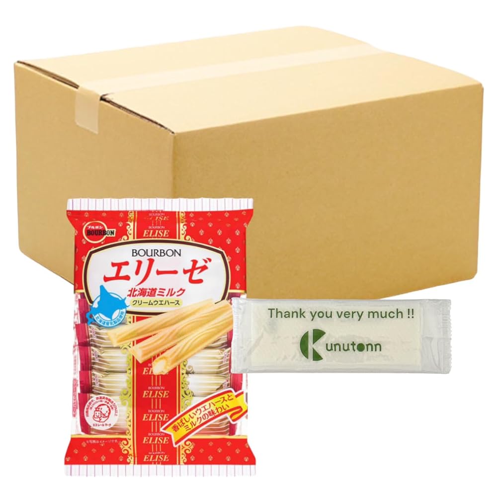 【まとめ買い 12個セット】ブルボン エリーゼ北海道ミルク 16本 + Kunutonnオリジナルロゴイ入り e お..