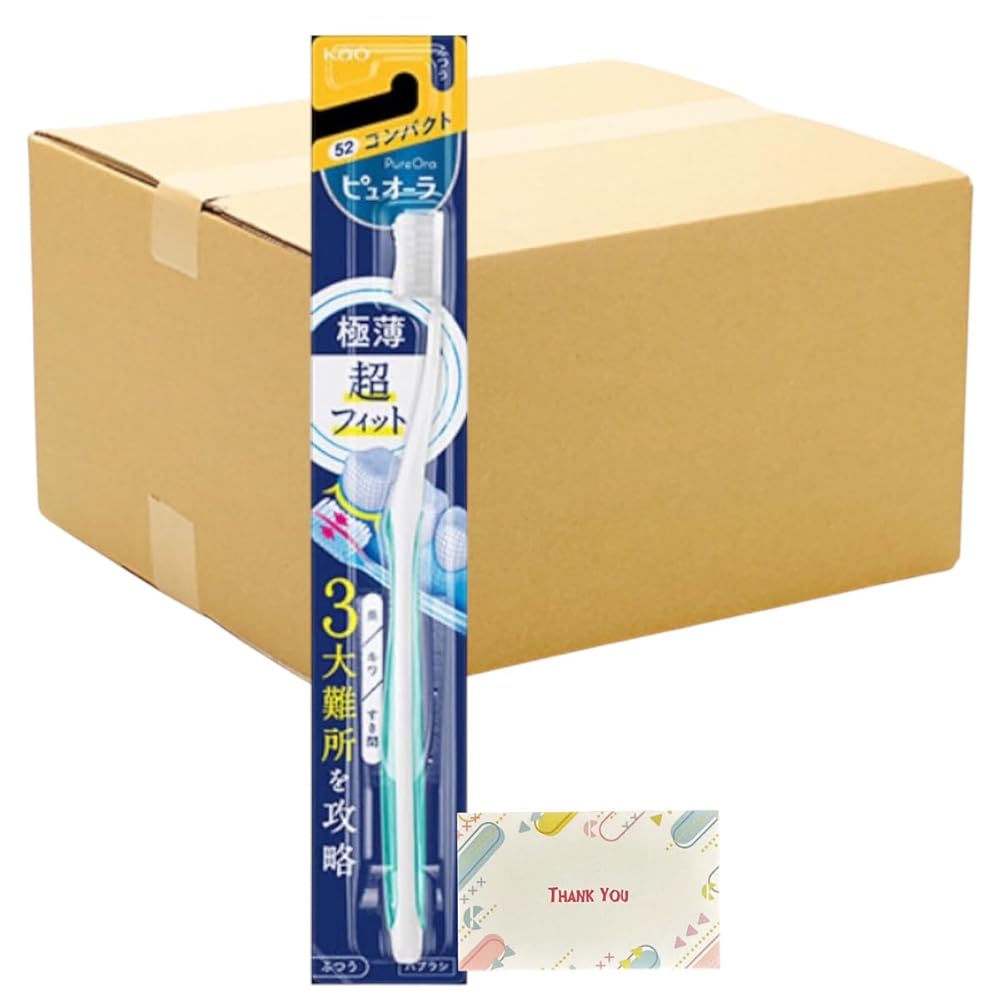 【まとめ買い 個セット】花王 ピュオーラ ハブラシ コンパクト ふつう + Kunutonnオリジナルロゴ入りe..