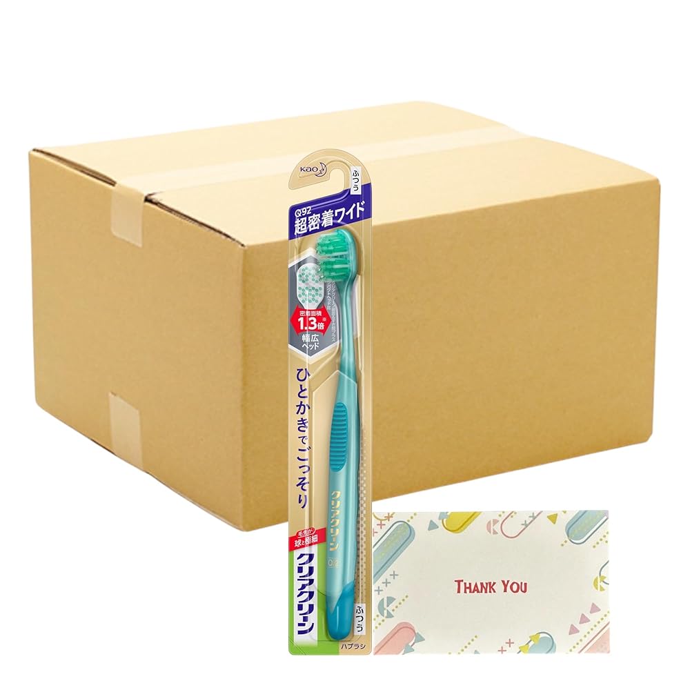 花王 クリアクリーンハブラシ 歯面＆すき間プラス 超密着ワイド ふつう + Kunutonnオリジナルロゴ入りe..