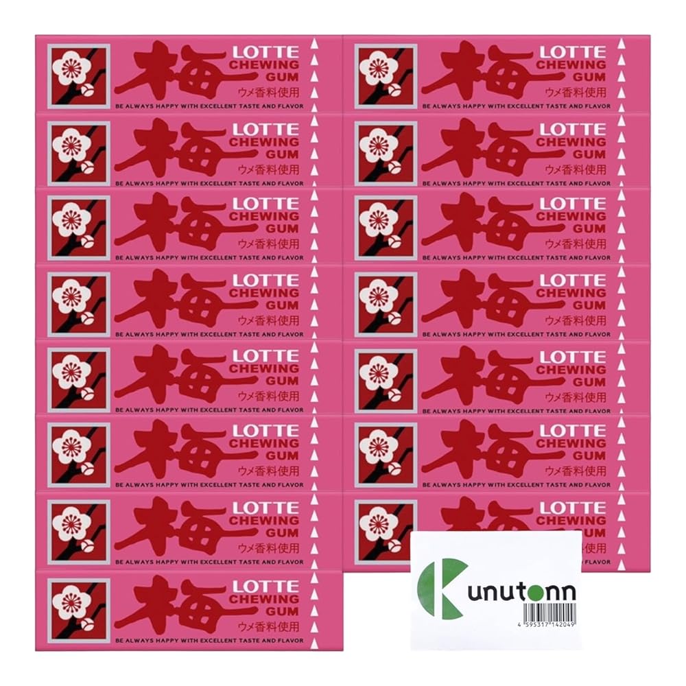 ロッテ 歯につきにくい 梅ガム 9枚 + Kunutonnオリジナルロゴ入りeおまけ付