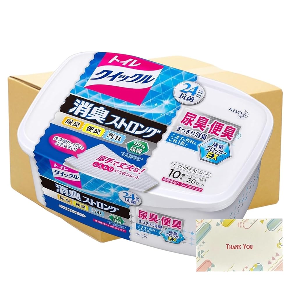 【まとめ買い 個セット】 花王 クイックル トイレクイックル 消臭ストロング トイレ用掃除シート 容器入り 本体 10枚入り