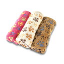 【3枚セット】 ペットブランケット ペット 毛布 60x40cm 猫 犬 犬猫ペット用 マット タオル ソフト フリース 3色組 ベッド敷物 柔らかい フリース...
