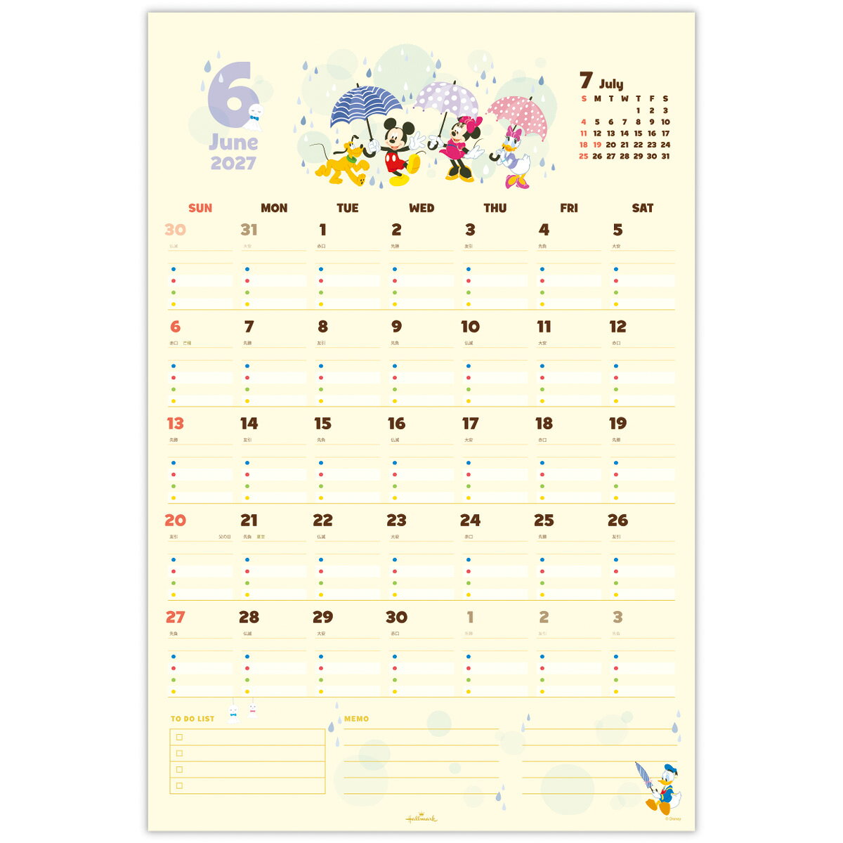 ディズニー ミッキー＆フレンズ シール付きファミリーカレンダー 2027 壁掛けカレンダー 家族の予定管理 ミニーマウス ドナルドダック グーフィー デイジーダック プルート (3)