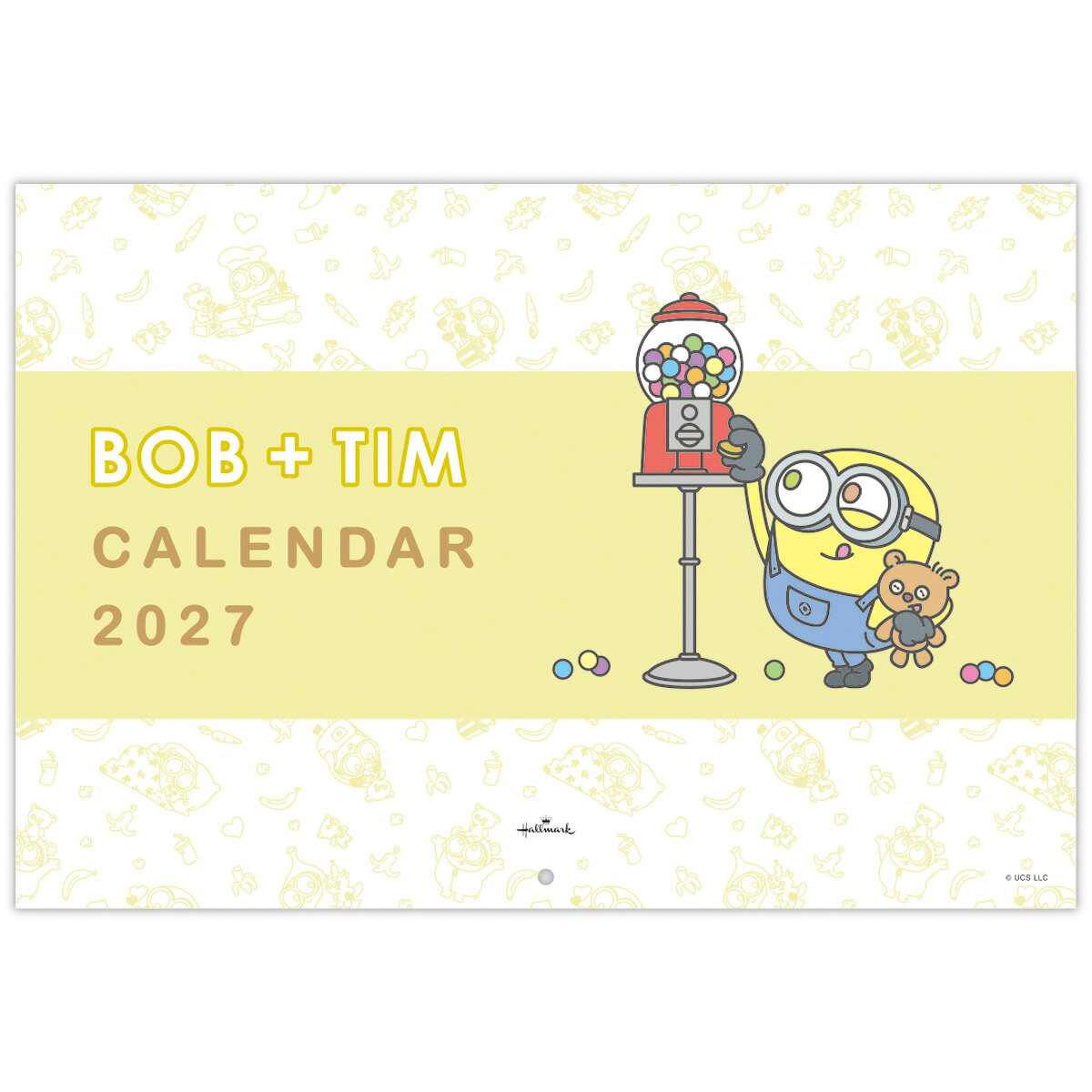 ミニオンズ ボブ＋ティム 壁掛け 二つ折りカレンダー大 2027 MINION ホチキス綴じ
