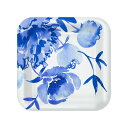Blue Watercolor Floral Square Dinner Plates, Set of 8【ペーパープレート大|紙皿 1柄8枚入り/Hallma...