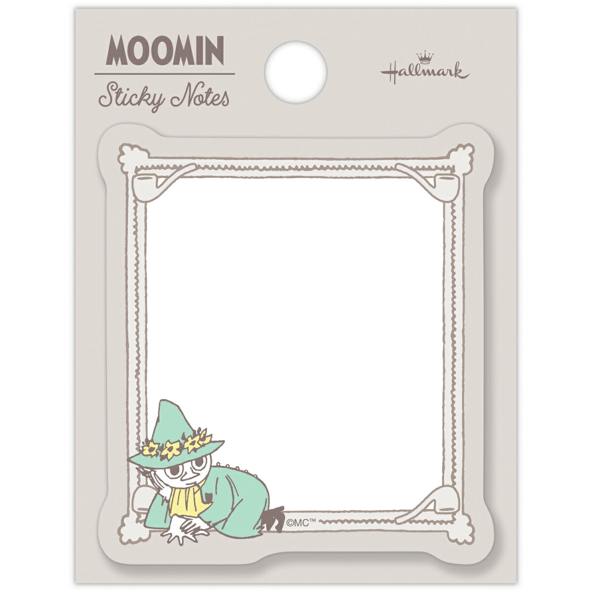 日常にそっと、ムーミンの世界観を 「Moomin valley’s day ～ムーミンのアイテムと過ごす彩りある日常～」をテーマにしたムーミンのコレクション。ムーミン谷の世界観を日常にそっと取り入れて楽しめるステーショナリーが揃いました。さまざなポーズや表情の人気キャラクターと、テーマに合ったモチーフを組み合わせたダイカット付箋。　【グレージュ】メインキャラクター：スナフキン／自然と一緒に楽しむ自由気ままなアウトドア ●台紙：90×69mm 1柄30枚●付箋：69×62mm●ダイカット (C)Moomin Characters TM EFM-851-958