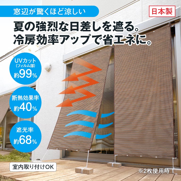 お洒落な遮熱アルミUVすだれ 2枚組 遮熱すだれ アルミすだれ UVカットすだれ 暑さ...