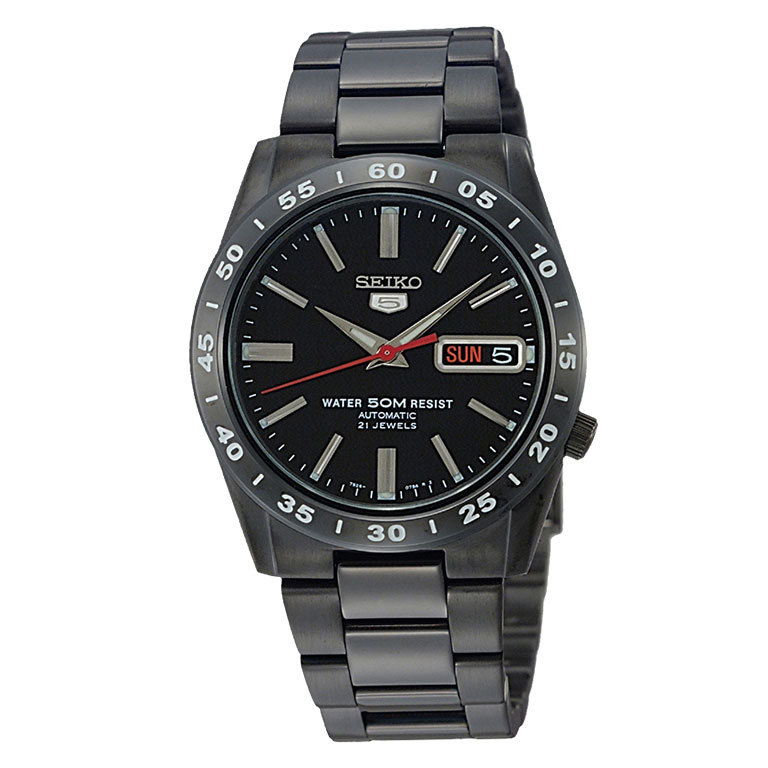 セイコーファイブ 腕時計（メンズ） セイコー5・自動巻き腕時計(ブラックタイプ) - SEIKO メンズ 海外 逆輸入 自動巻き セイコーファイブ セイコー5 海外モデル ブラック 黒 バーインデックス