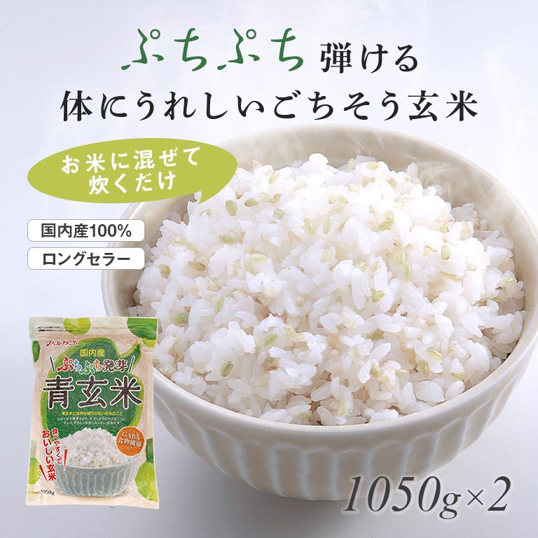 国内産 ぷちぷち発芽青玄米 2袋（1,050g×2） 発芽玄米 青玄米 国産玄米 玄米 食物...