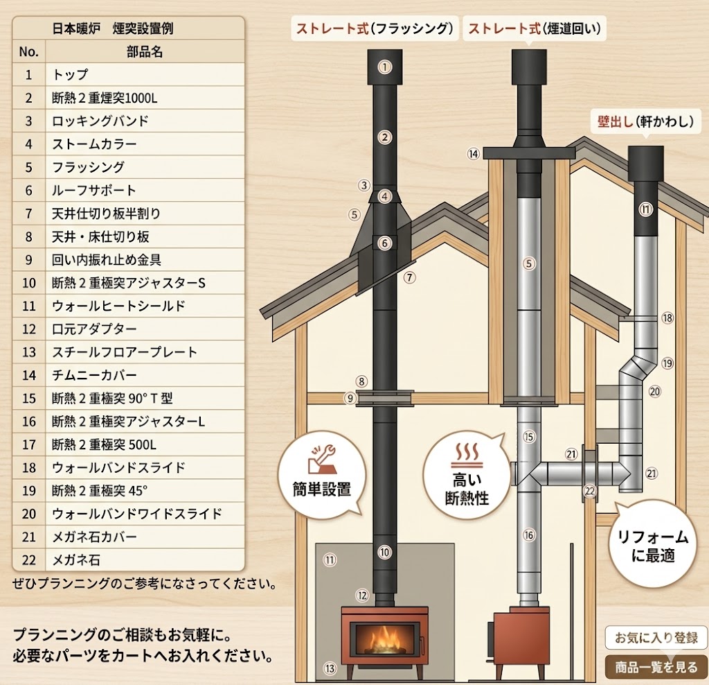 薪ストーブ　断熱二重煙突用　天井・床仕切り板　600角　Φ205mm