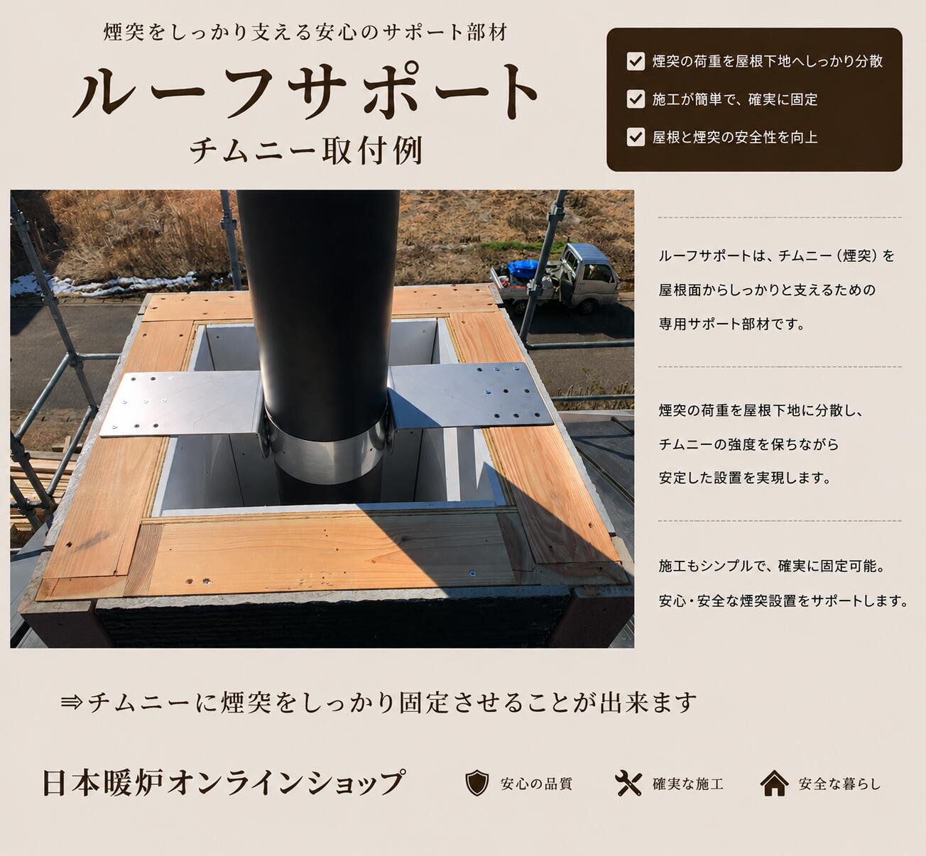 薪ストーブ煙突用 ルーフサポート 断熱二重煙突用　外径200mm煙突用　口径200mm ス...