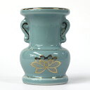 仏具 花立 花瓶 陶器製 花立「セト花立 3寸」青磁上金蓮 花瓶 仏具用品 仏花用 花立て 花入れ 仏壇花立 供花 仏花 飾り かびん 花びん 花つぼ 陶器 金...