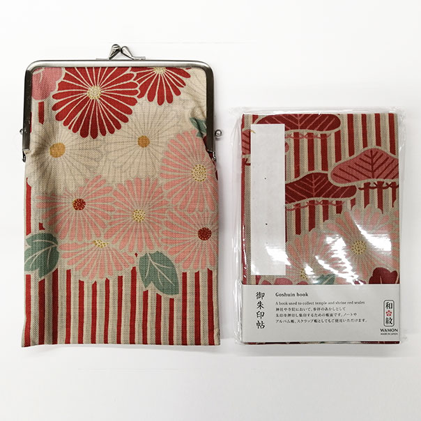 御朱印帳入れ がま口薄型 ケース付き レトロフラワー「御朱印帳ケース付き レッド」花柄 レトロ フラ