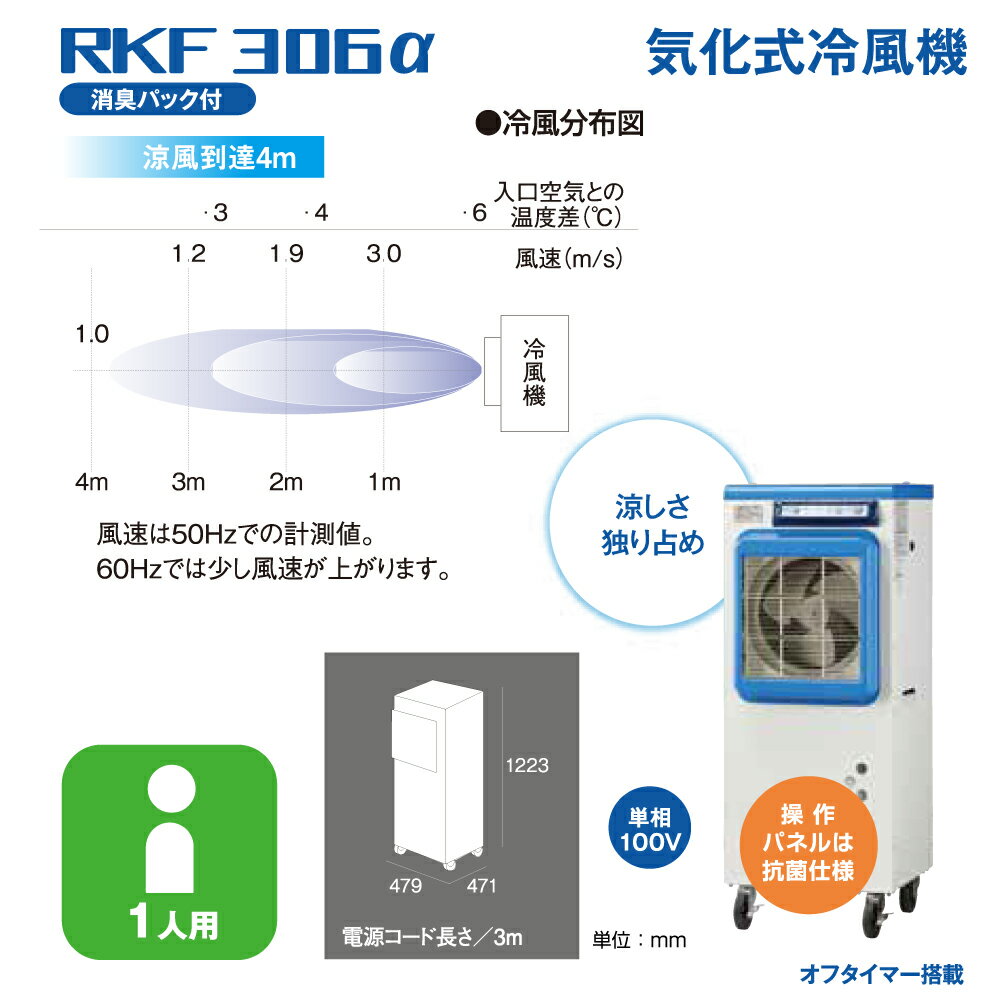【車上渡し】静岡製機 RKF306α 気化式冷風機 単相100V (重量:38kg) | スポットクーラー エアコン 冷風扇 熱中症対策 shizuoka seiki クーラー 業務用 工場用冷風機 移動式クーラー 移動式エアコン スポットエアコン スポット 強力 移動 移動式 冷房機 |