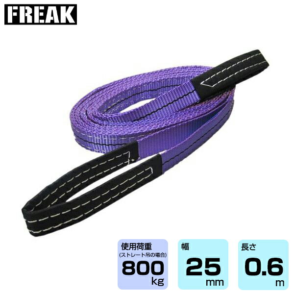 FREAK CEベルトスリングE型 使用荷重800kg 幅25mm 長さ0.6m (65300) | フリーク トラック 吊具 スリングベルト 建設現場 重機ベルト クレーン バンド 玉掛け 荷役 吊り上げ 持ち上げ ベルト ベルトスリング 運搬ベルト 工事用品 工事 工具 林業 道具 ナイロンスリング |