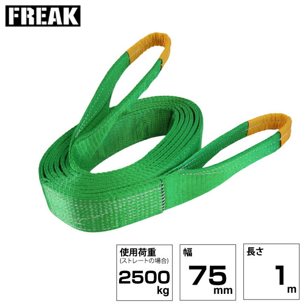 Rakuten - FREAK JISIIIスリングベルト E型2500kg 幅75mm×長さ1m (81054) | フリーク トラック 吊具 スリングベルト 荷吊りベルト ロープ 運搬 バンド 玉掛け 吊り上げ 持ち上げ ベルト ベルトスリング 運搬ベルト 工事 工具 林業 道具 ナイロンスリング 工事現場 業務用 建設 |