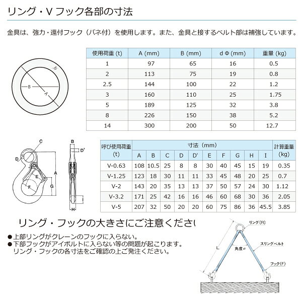 東レインターナショナル 金具付シグナルスリング KDRF 2点吊 3ton 幅50mm 長さ2m (...
