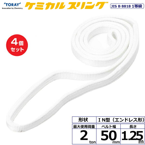 【まとめ買い】4個セット 東レインターナショナル ケミカルスリング C1N エンドレス形 2ton 幅50mm 長さ1.25m (41195)| トラック 吊具 スリングベルト 建設現場 重機ベルト クレーン 玉掛け 荷役 吊り上げ ベルトスリング 運搬ベルト 工事 工具 林業 道具 ナイロン |