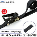 【まとめ買い】4個セット 東レインターナショナル 黒ベルタイト ラチェットバックル RN-25MB エンドレス形 (42366)| トラック 吊具 スリングベル...