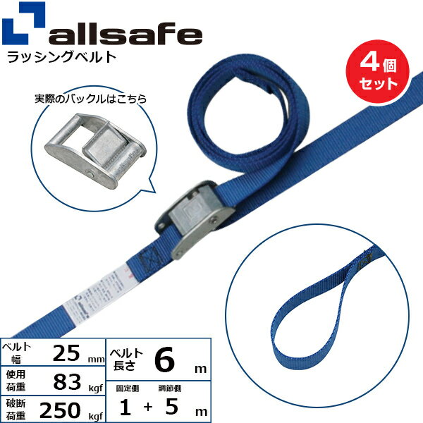 【SS期間中 P2倍】【まとめ買い】4個セット オールセーフ カム式両端ループ仕様 固定1m×調節5m 青 (45412)| フリーク トラック 吊具 スリングベルト 建設現場 重機ベルト クレーン 玉掛け 荷役 吊り上げ ベルト ベルトスリング 運搬ベルト 工事用品 工事 工具 林|