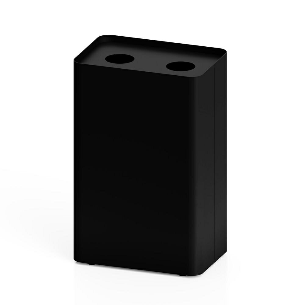 【車上渡し】ミヅシマ工業 MSERIES屑入 丸穴2 缶・　ビン 黒 (3620223) | 大型ゴミ箱 ごみステーション ごみ箱 ゴミ箱 ゴミストッカー ゴミ収集 箱 ダストボックス |