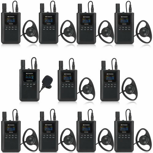 Retekess ツアーガイドシステム TT125 (一方向送信機×1台&受信機×10台セット) | ツアーガイド FMランスミッター レテケス 小型 コンパク...