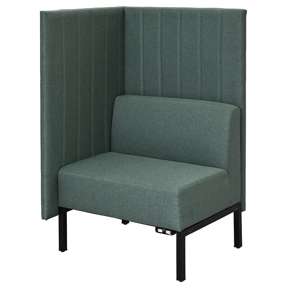 アール・エフ・ヤマカワ カッコ ファブリックソファ W760×H1230 グリーン 片側パネルタイプ コンセント..