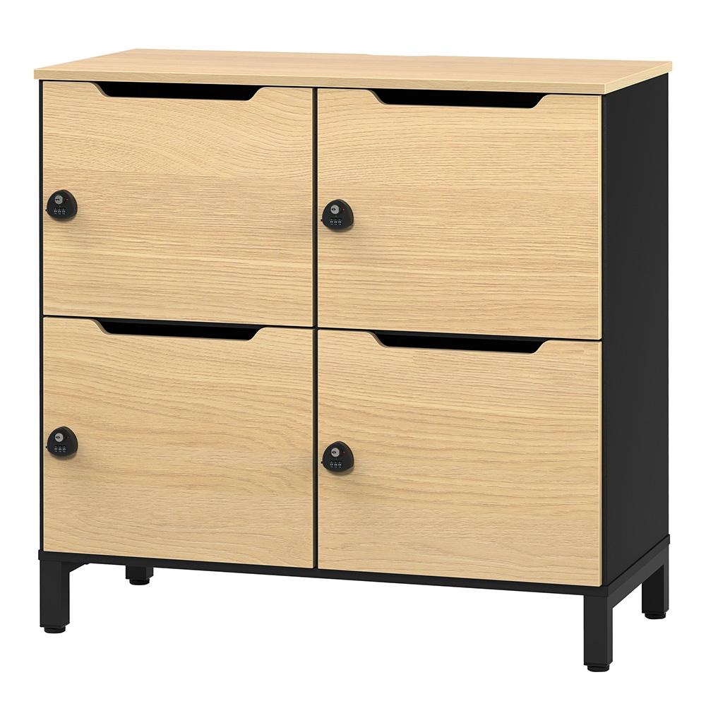 アール・エフ・ヤマカワ パーソナルロッカー 2列2段 ブラック×オーク扉 (重量：55kg) RFPL-22BK-OAD | ..