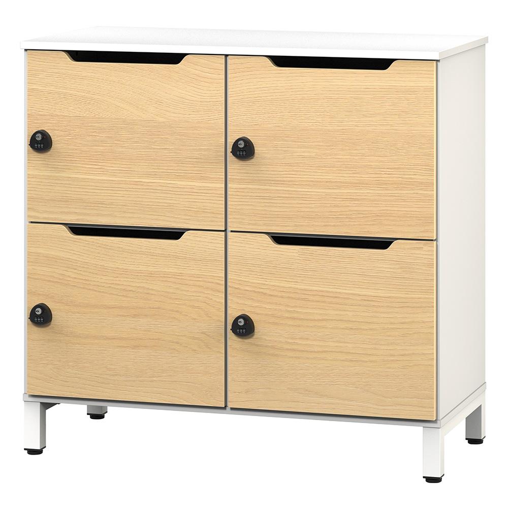 アール・エフ・ヤマカワ パーソナルロッカー 2列2段 ホワイト×オーク扉 (重量：55kg) RFPL-22WH-OAD | ..