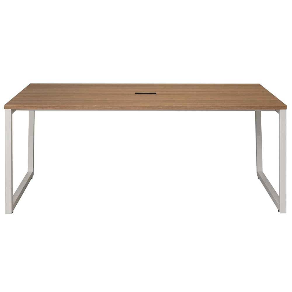 【車上渡し】アール・エフ・ヤマカワ リスム ミーティングテーブル W1800×D900 ウォルナット×ホワイト脚 (4ヶ口コンセント付) (重量:39.2kg) RFFMT-1890DM-WL | アールエフヤマカワ オフィス 事務所 オフィステーブル ワークテーブル つくえ 会議用テーブル 事務机 | [2]