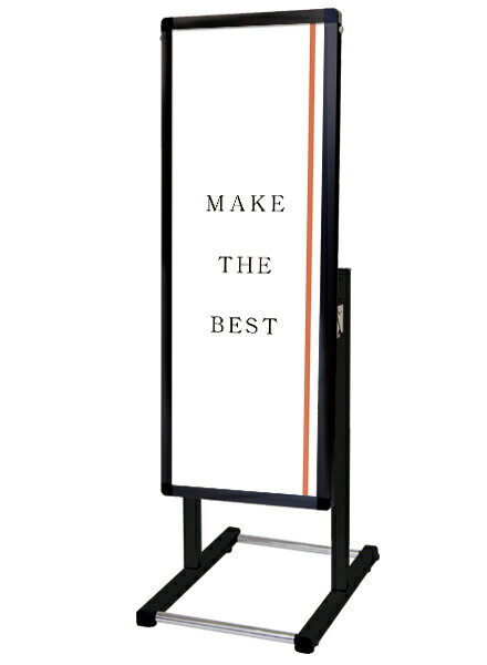 ※返品について■メーカー常磐精工■特徴【展示角度を調節可能】展示するポスターの内容に合わせて、展示パネルの傾斜角度を0〜35度まで調節できます。遠方からのアイキャッチ重視なら垂直展示、近くでじっくり見せたいなら見下ろせる傾斜展示がおすすめです。角度の調節は工具も必要なく簡単に行えます。【ポスターの交換方法】ポスターの交換は、本体上部の左右にあるビスを取り外し、上辺のフレームを引き抜いて面板とアクリルカバーの間にポスターをセットするだけです。【キャスター付きオプション】移動に便利なキャスター付きオプションもございます。（ご注文時にお申し付け下さい）■仕様●パネルフレーム＝アルミ押し出し材／アルマイト仕上げ（ブラック）●本体ポール部＝アルミ押し出し材／アルマイト仕上げ（ブラック）●脚部＝縦パイプ／アルミ押し出し材／アルマイト仕上げ（ブラック） 横パイプ／ステンレスパイプ ＃400（シルバー）※ブラックシリーズの脚部横パイプはシルバーです。●面板＝アルミ複合板（白）3mm厚●表面カバー＝アクリル 透明1.5mm厚●面板有効サイズ＝W281mm×H825mm●対応メディアサイズ＝A3TT(W297mm×H841mm)●重量＝5.2kg※受注生産品となります。納期をご確認下さい。※屋内・屋外可(ポスターには耐水加工が必要です)■常磐精工専用オプション商品一覧はこちら【検索用ワード】TOKIWA 常磐精工 常盤精工 ポスターパネル ポスターフレーム 店舗看板 案内掲示板 掲示 看板 店舗 店舗用 屋外 立て看板 案内板 スタンド看板 ポスター カフェ メニュー 店舗用看板 看板スタンド お店