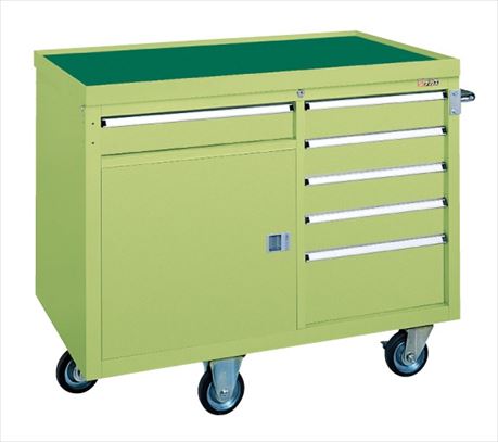 【車上渡し】サカエ SAKAE キャビネットワゴン（天板皿型） Q-21BKT (21244) (重量:120kg) | 工具 収納 ガレージ 整理 工場 効率化 作業スペース 確保 移動式 ラック 金属製 シェルフ 収納ワゴン メンテナンス用作業台 工具 散ラカル 作業台 収納 業務用 |