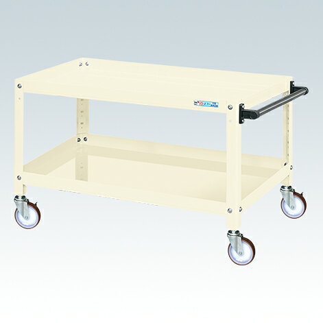 ※イラストはイメージです。 自動車整備工場、製造・工場ライン、研究室・ラボ、建築・建設現場、医療機関（手術室等）、物流・倉庫業、美容・理容室、DIY工房・個人ガレージなど様々な場所で使用されています。まとめ買いをご検討はお気軽にご相談ください！※返品について【メーカー】サカエオリジナルブランド【特長】「突き合わせ方式」により、ぐらつきが無く非常に堅牢です。【仕様】●外寸 間口（W）[mm]：900●外寸 奥行（D）[mm]：600●外寸 高さ（H）[mm]：600●均等耐荷重[kg]：120●本体カラー：アイボリー●棚板段数[段]：2●引出し：なし●キャスター：ナイロンウレタン車●キャスター詳細：ナイロンウレタン車　100Φ　自在（ストッパー付2個、無2個）●天板種類：なし●天板カラー：なし●天板高さ（H）[mm]：なし●質量[kg]：16●支柱突き合わせ方式、棚板は皿型・フラット型変更可能●オプションフロアストッパーもございます。●G購入法：○●お届け時の商品状態：お客様組み立て【検索用ワード】 工具 収納 ガレージ 整理 工場 効率化 作業スペース 確保 移動式 ラック 金属製 シェルフ 収納ワゴン メンテナンス用作業台 工具 散らかる 作業台 収納 整備道具入れ 業務用