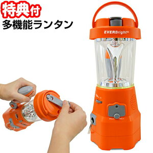 《500円クーポン配布中》多機能ランタン EVERBright スーパーランタン エバーブライト LEDライト 乾電池式 充電式 手回し充電 携帯電話充電 多電源 懐中電灯 ラジオ 防災グッズ ランタン スマホ充電 iPhone充電 大容量バッテリー メテックス 母の日 プレゼント