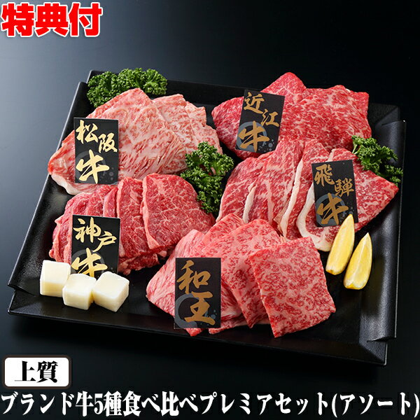 ブランド牛 すき焼き・焼肉 5種類プレミアセット 和牛 1kg 上質 焼き肉用 すき焼き用 松坂牛 神戸牛 飛騨牛 近江牛 和王 食べ比べ ブランド肉 A4ランク A3ランク 送料無料