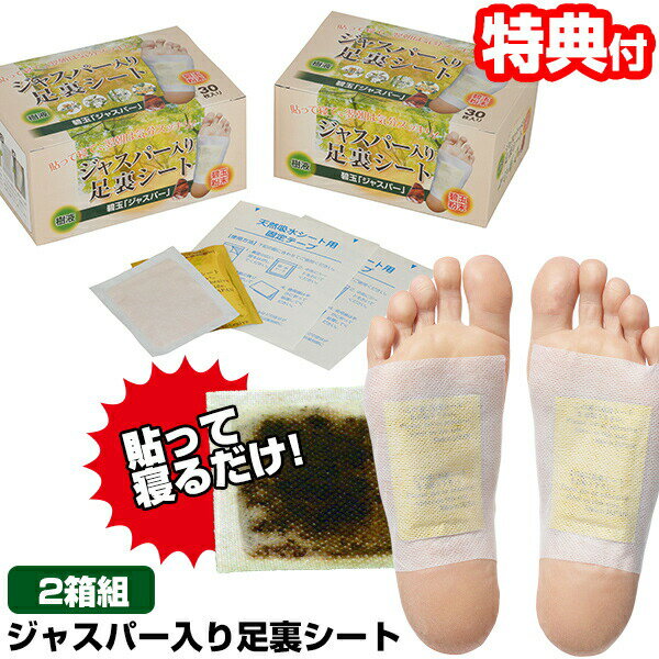 60枚入り ジャスパー入り足裏シート 30枚入り 2箱セット（60枚 両足30回分) 足裏樹液シート 足うらシート 貼って寝るだけ翌朝スッキリ 脚裏シート 足裏シート 樹液シート ジャスパー足裏シート 健康 美容